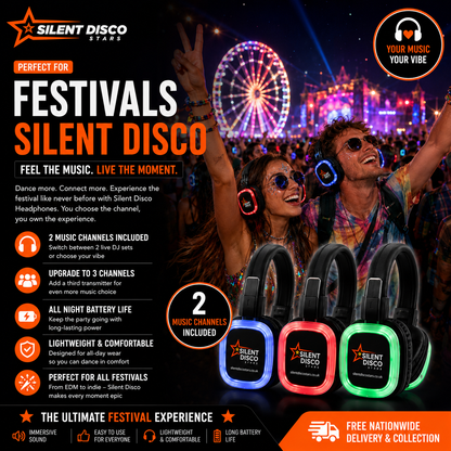 Silent Disco Hire - 10 to 600 Headsets