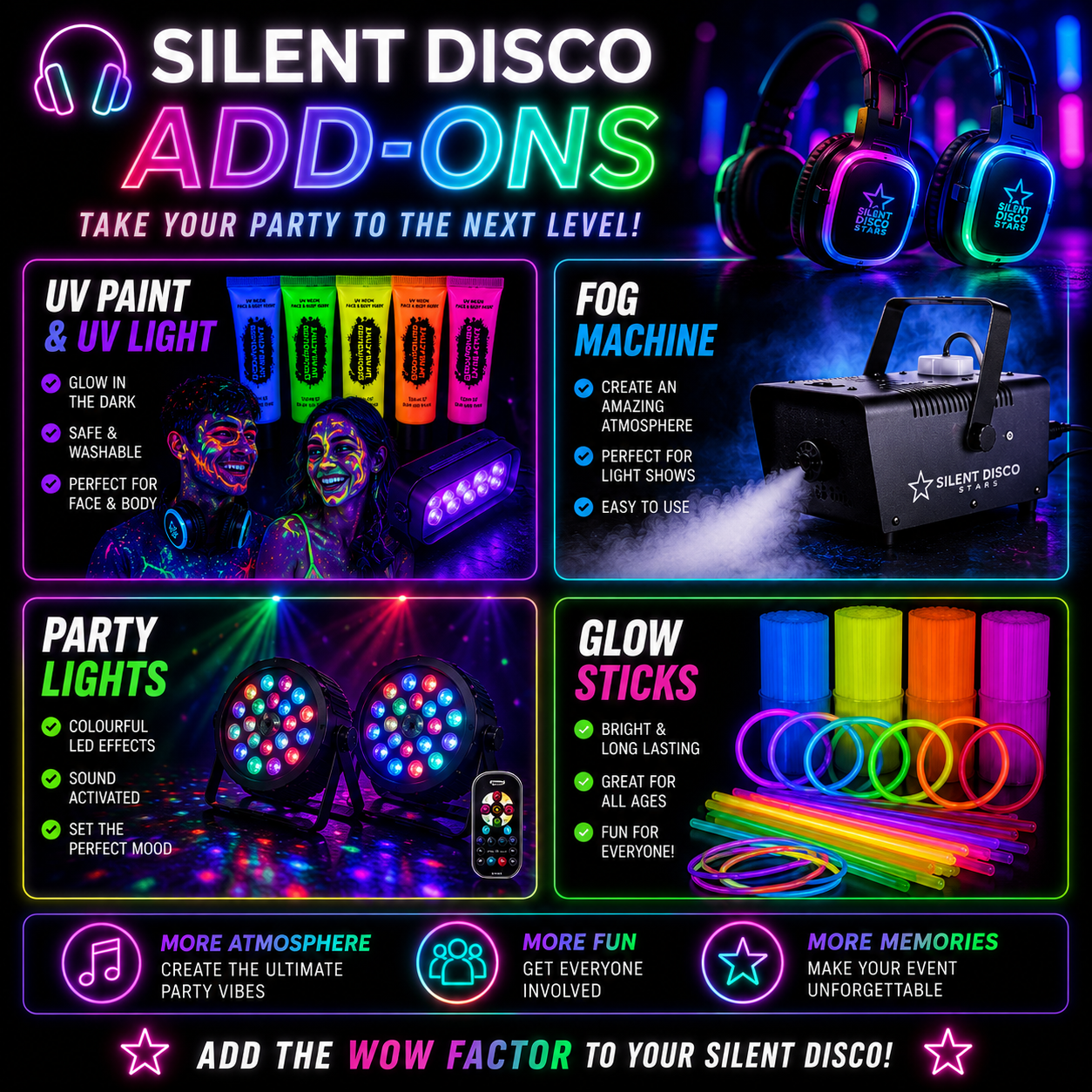 Silent Disco Hire - 10 to 600 Headsets