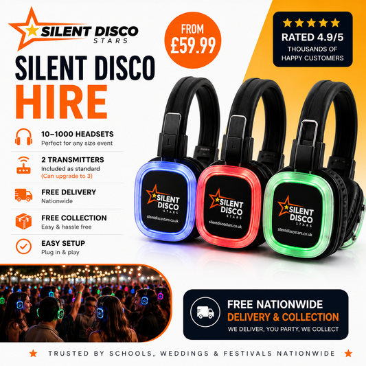 Silent Disco Hire - 10 to 600 Headsets