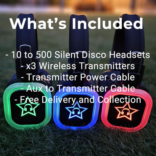 Silent Disco Hire - 10 to 500 Headsets